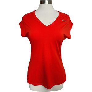 NEW Nike Golf Women’s M Red Short Sleeve Athletic V-Neck Shirt 831448